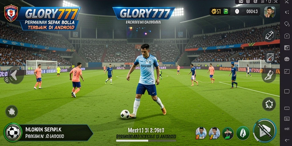 Tampilan gameplay GLORY777 dengan aksi sepak bola yang menegangkan.