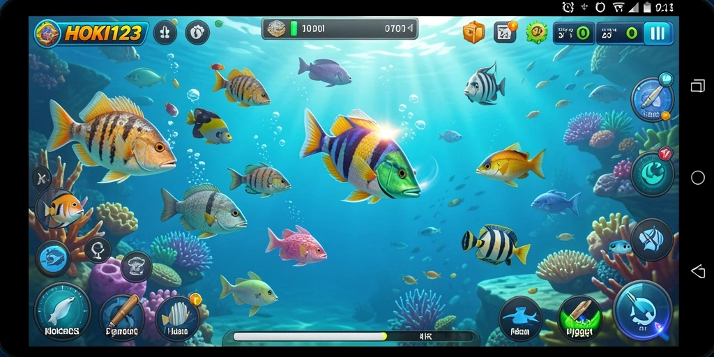 Screenshot gameplay HOKI123 menampilkan aksi menembak ikan yang seru.