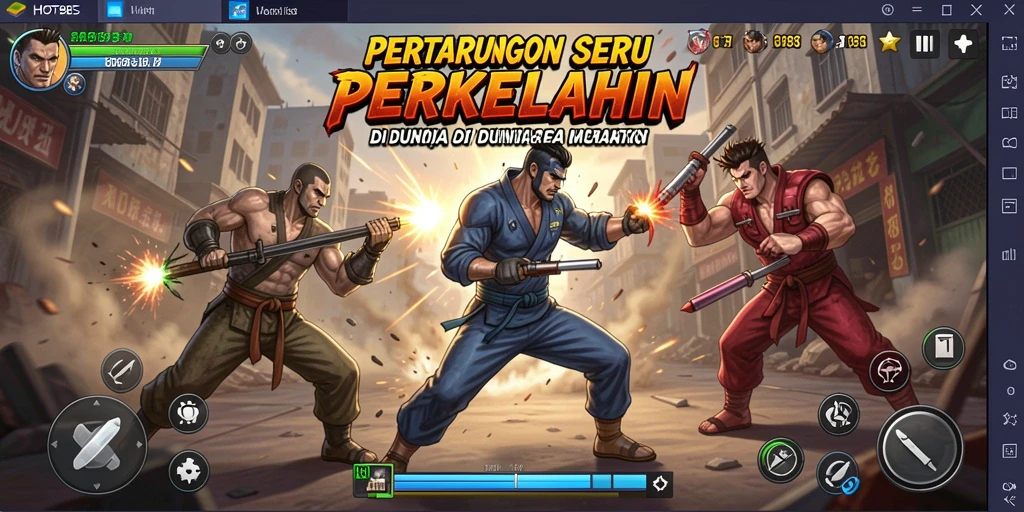Screenshot HOT985 menampilkan aksi pertarungan seru dan karakter yang dinamis.